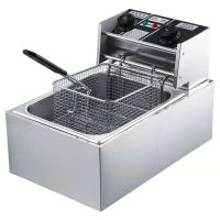 电炸锅商用大容量不锈钢油炸炉油条薯条炸鸡排炸串单双杠摆摊创业|豪华6L单杠加厚定时器款