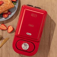三明治机早餐机轻食机面包机压边多功能压烤机华夫饼机神器定时G0|复古红 双盘+小鱼烤盘(送食谱+油刷)
