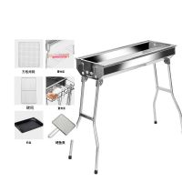 烧烤炉烧烤架不锈钢折叠烧烤炉家用户外烧烤架木炭烧烤炉烧烤工具F7|大号烧烤炉+置物架+煎盘+烤鱼夹