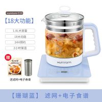 养生壶全自动多功能家用加厚玻璃电热烧水花茶壶黑茶壶煮茶壶|C19珊瑚蓝标准款+滤网-1