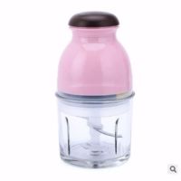 多功能电动搅肉机电动家用绞肉器厨房料理机玻璃款榨汁绞肉搅拌机T8|粉色 pc塑料杯