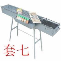 烧烤架商用摆摊大号木碳烧烤炉户外加厚加宽烧烤架子全套F4|一米二长炉子套装七