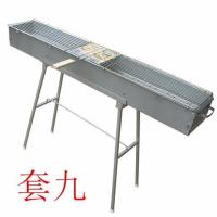 烧烤架商用摆摊大号木碳烧烤炉户外加厚加宽烧烤架子全套F4|一米二长炉子套九