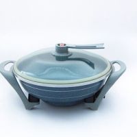 家用韩式多功能电炒锅电热锅电火锅元宝锅X6|灰色麦饭石