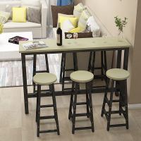 小吧台桌高脚桌长条窄桌子客厅家用餐厅简约酒吧隔断靠墙|白枫色桌面+黑色桌架 单桌长140*宽30*高100cm