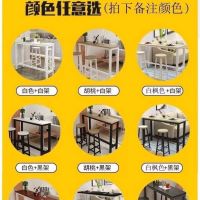 家用吧台桌客厅隔断长条桌简约餐桌靠墙奶茶店酒吧桌椅现代高脚桌|白架+黑面 圆凳子