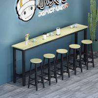 靠墙吧台桌家用小吧台餐桌奶茶店高脚桌吧台桌椅组合长条桌窄桌子|白枫+黑架 140*40*100(送加固杆)