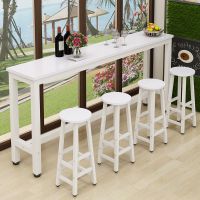 吧台桌家用隔断长桌子餐桌高脚桌椅组合奶茶店细长条桌靠墙窄桌子|白面加白架 100*40*100