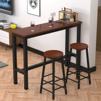 咖啡桌现代吧台桌家用客厅隔断靠墙小吧台简易酒吧餐桌高脚桌|黑架+柚木色 100*40*100