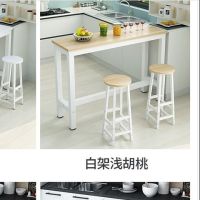 靠墙吧台桌简约家用客厅小吧台现代长条桌窄桌奶茶店高脚桌咖啡桌|白架浅胡桃色 单桌长100宽30高100