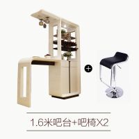 简约现代酒柜吧台 客厅靠墙吧台桌家用间厅柜隔断柜高脚桌创意|1.6米白亮光烤漆吧台+吧椅X2