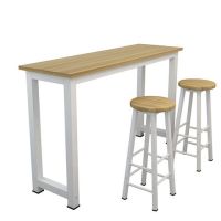 家用吧台桌客厅隔断餐桌靠墙奶茶店酒吧桌椅高脚长条桌厨房置物架|白架+浅胡桃 160*30*100(送脚踩杆)