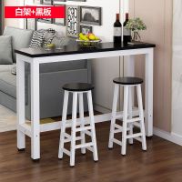 靠墙吧台桌高桌子简约现代客厅厨房桌椅 家用酒吧台小隔断高脚桌|黑色加白架 [[[[[[[圆面凳子]]]]]]