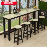 靠墙吧台桌高桌子简约现代客厅厨房桌椅 家用酒吧台小隔断高脚桌|白枫色加黑架 [[[[[[[圆面凳子]]]]]]