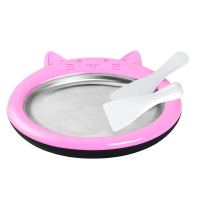 食品级家用炒冰机迷你炒冰机炒酸奶机炒奶果机冰激凌机免插电冰盘|[马卡龙]粉(炒冰铲**2)