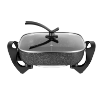 电火火锅锅家用插电多功能电热电煮锅电炒锅一体炒菜锅宿舍|麦饭石双管+木铲+刀具套餐