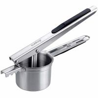 德国304不锈钢土豆泥压泥器 手动榨汁器菜馅挤水器橙子柠檬原汁机|鳄齿款大号固底（黑色）