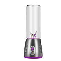 玻璃充电式迷你水果榨汁机打果汁电动便携杯搅拌果蔬料理机宿舍|不锈钢款紫色