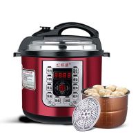 自动电压力锅2.5l3l4l5l6l8l家用预约定时电高压多功能智能电饭煲|5L红色单胆蒸格