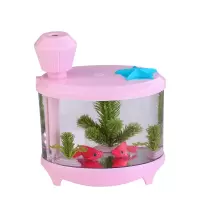 迷你usb鱼缸加湿器家用空调房卧室静音鱼缸灯加湿微景观大容量|粉色鱼缸