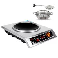 商用电磁炉3500w-4200w大功率煲汤炉家用特价火锅5000w爆炒灶|3500W凹不锈钢电磁炉旋钮款+汤锅