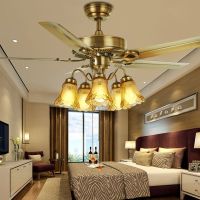 餐厅风扇灯木叶吊扇灯客厅欧式带灯铁叶电风扇灯的家用风扇吊灯具