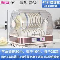 紫外线小型消毒机迷你烘碗机台式碗筷保洁柜家用餐具烘干碗柜D9|45升玫瑰金沥水烘干紫外负离子