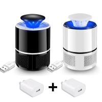 灭蚊灯家用室内灭蚊神器无味插电式驱蚊器防蚊子卧室婴儿孕妇吸捕|2台装卧室客厅[黑+白][带USB线]+适配