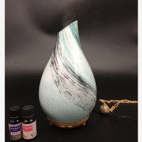 小型加湿器创意空调家用卧室静音孕妇婴儿空气办公室净化生日礼物|彩姿+圆弧深色底+2精油+不定位花纹