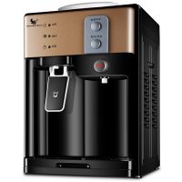 台式饮水机家用小型迷你全自动特价学生制冷热宿舍用可爱自动节能|温热(开水+常温水) [推荐]驼色-时尚前置开关-钢化门