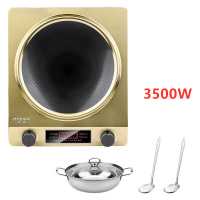 凹面3000w大功率商用家用电磁炉双锅套装大功率节能定时防水|3500W单机+汤锅+汤勺漏勺