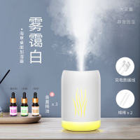 加湿器迷你可爱静音家用卧室宿舍车载空气净化保湿补水喷雾器|海草款-雾霭白+3瓶精油