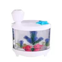迷你usb鱼缸加湿器家用空调房卧室静音鱼缸灯加湿微景观大容量|白色鱼缸