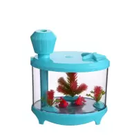 迷你usb鱼缸加湿器家用空调房卧室静音鱼缸灯加湿微景观大容量|蓝色鱼缸