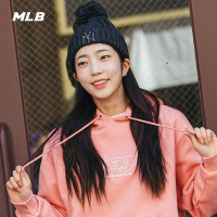 MLB男女帽子NY毛线帽毛球大LOGO秋冬运动休闲潮流