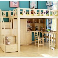 实木高架床儿童多功能组合床上下高低床带书桌衣柜上床下桌成人