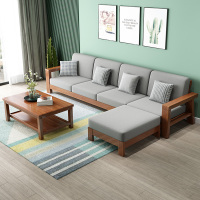 新中式全实木沙发现代小户型客厅木质三人位沙发组合套装
