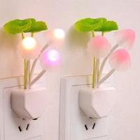 小夜灯光控插电创意七彩渐变 节能灯蘑菇灯壁灯卧室起夜灯