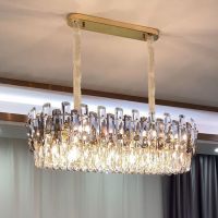 轻奢客厅水晶灯现代简约大气餐厅灯后现代卧室灯成套灯具组合套餐|椭圆80*26cm+三色LED