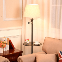 美式简约客厅落地灯卧室书房立式沙发摇控茶几灯置物托盘落地台灯