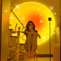 夕阳投影余晖日落灯意大利mandalaki网红氛围背景拍照日不落地灯