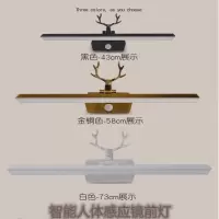 人体感应镜前灯卫生间免打孔浴室防水镜柜专用化妆灯鹿角壁灯