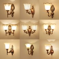 现代简约欧式复古红古铜色壁灯卧室床头灯客厅电视背景墙灯具