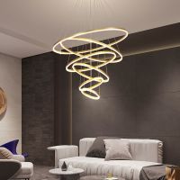 吊灯客厅灯现代简约复式楼大厅灯轻奢餐厅吊灯具别墅北欧创意