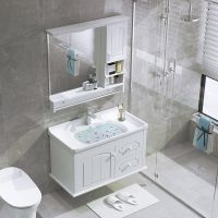 欧式pvc浴室柜组合洗漱台洗脸盆洗脸池洗漱台面盆卫生间吊柜镜柜