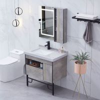 北欧轻奢免漆实木浴室柜组合卫生间大理石洗漱台智能镜洗脸洗手盆