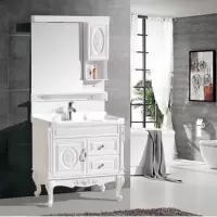 现代简欧pvc浴室柜组合新款卫生间洗脸盆小户型洗手盆陶瓷洗脸盆