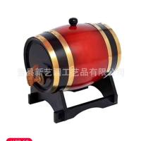 1.5l30l橡木酒桶白酒桶小木桶酒庄摆件橡木酒具复古酒桶白酒桶|酒红色 10升立式