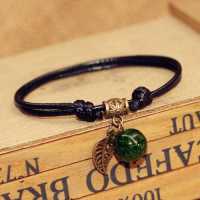 黑绳叶子绿色(不会发光)|防水夜光驱蚊手环防蚊手链脚链超长驱蚊90天无异味