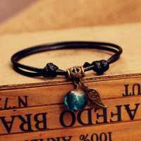 黑绳叶子渐变孔绿色(不会发光)|防水夜光驱蚊手环防蚊手链脚链超长驱蚊90天无异味